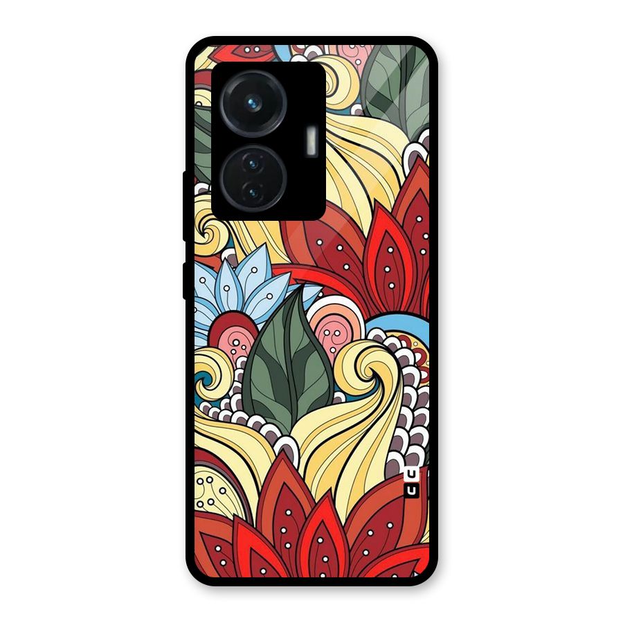 Cute Doodle Glass Back Case for iQOO Z6 44W