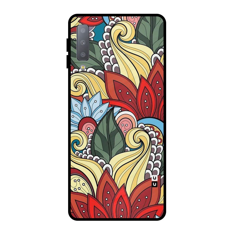Cute Doodle Metal Back Case for Galaxy A7 (2018)