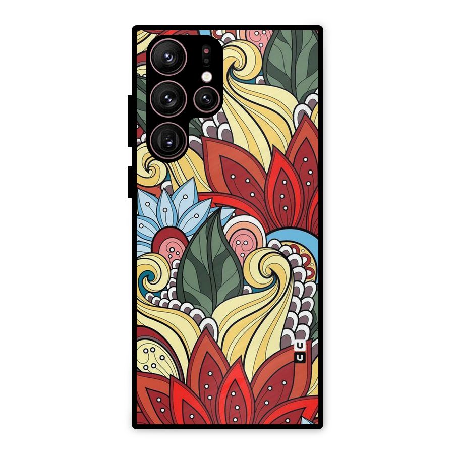 Cute Doodle Metal Back Case for Galaxy S22 Ultra 5G