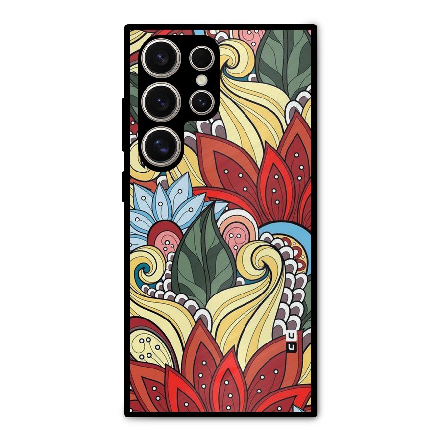 Cute Doodle Metal Back Case for Galaxy S24 Ultra