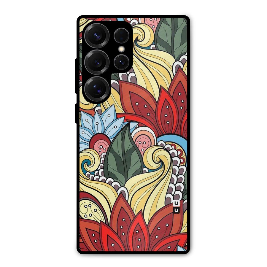Cute Doodle Metal Back Case for Galaxy S25 Ultra