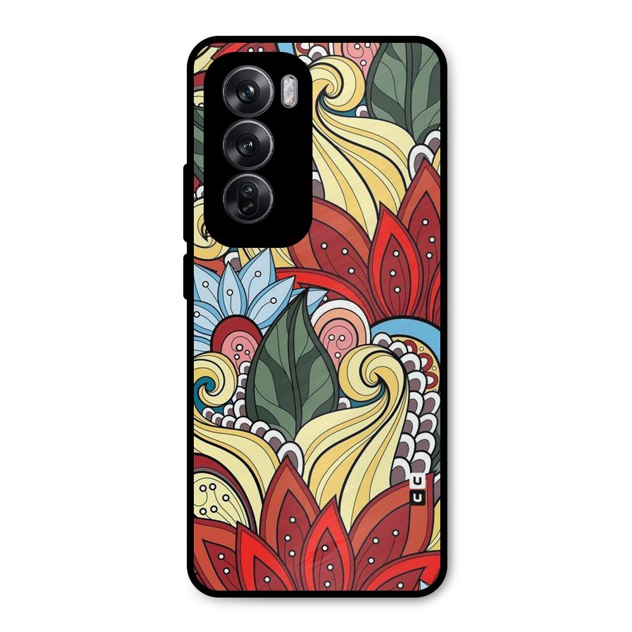 Cute Doodle Metal Back Case for Oppo Reno12 Pro