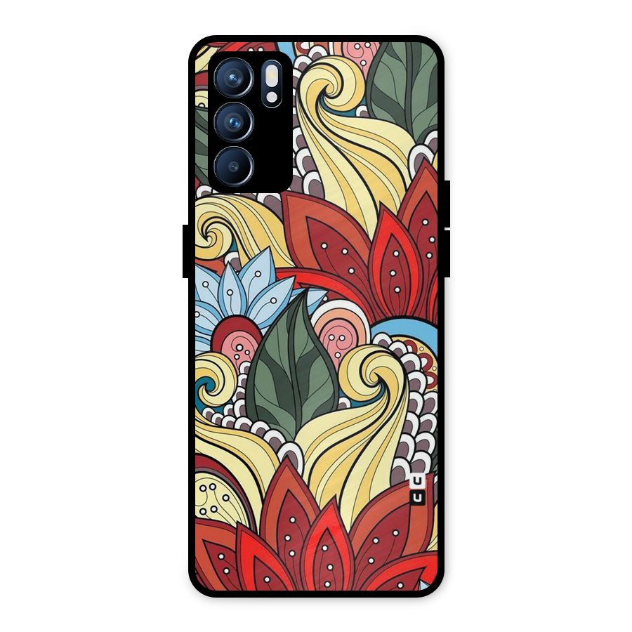Cute Doodle Metal Back Case for Oppo Reno6 5G
