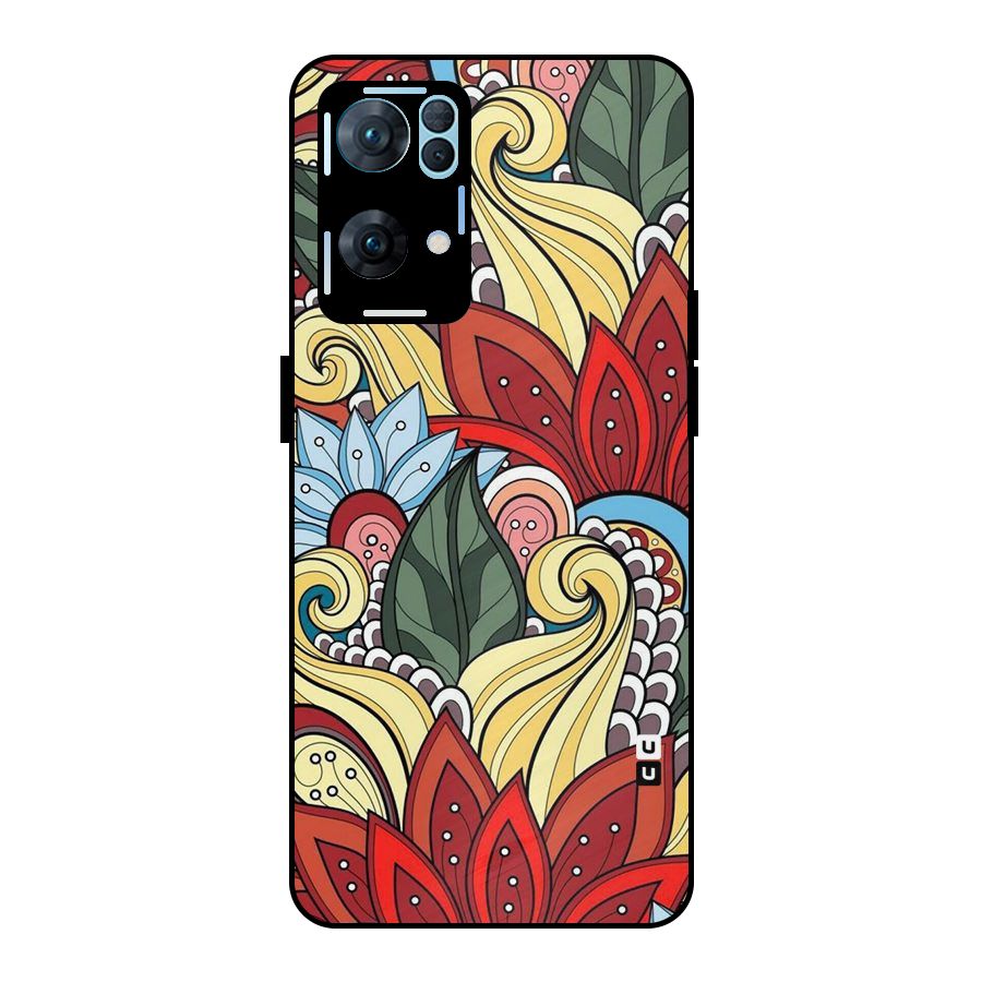 Cute Doodle Metal Back Case for Oppo Reno7 Pro 5G