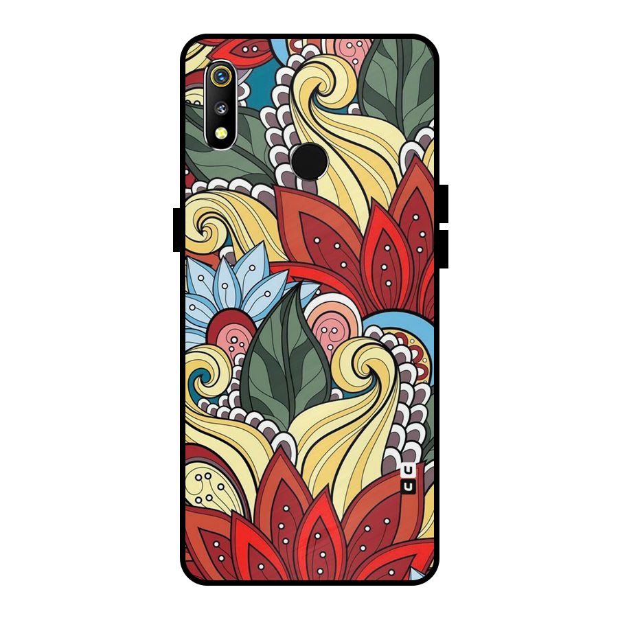 Cute Doodle Metal Back Case for Realme 3i