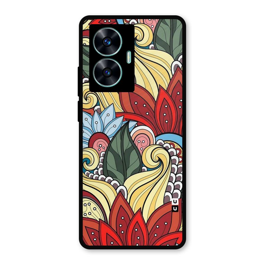 Cute Doodle Metal Back Case for Realme Narzo N55