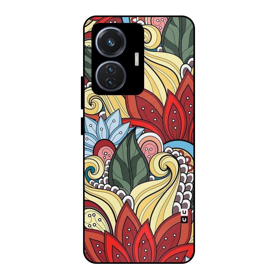 Cute Doodle Metal Back Case for Vivo T1 44W