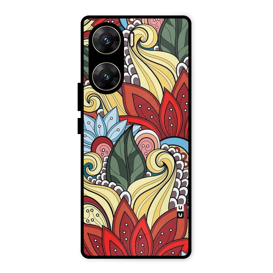 Cute Doodle Metal Back Case for Vivo V29e