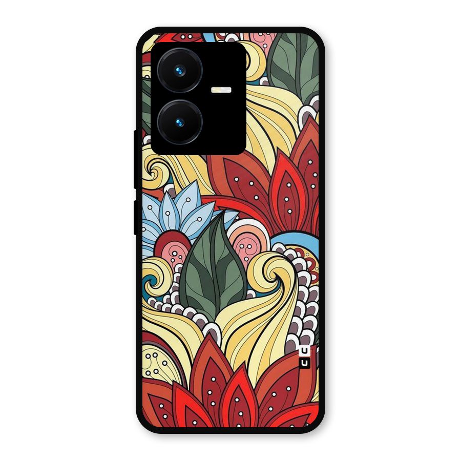 Cute Doodle Metal Back Case for Vivo Y22