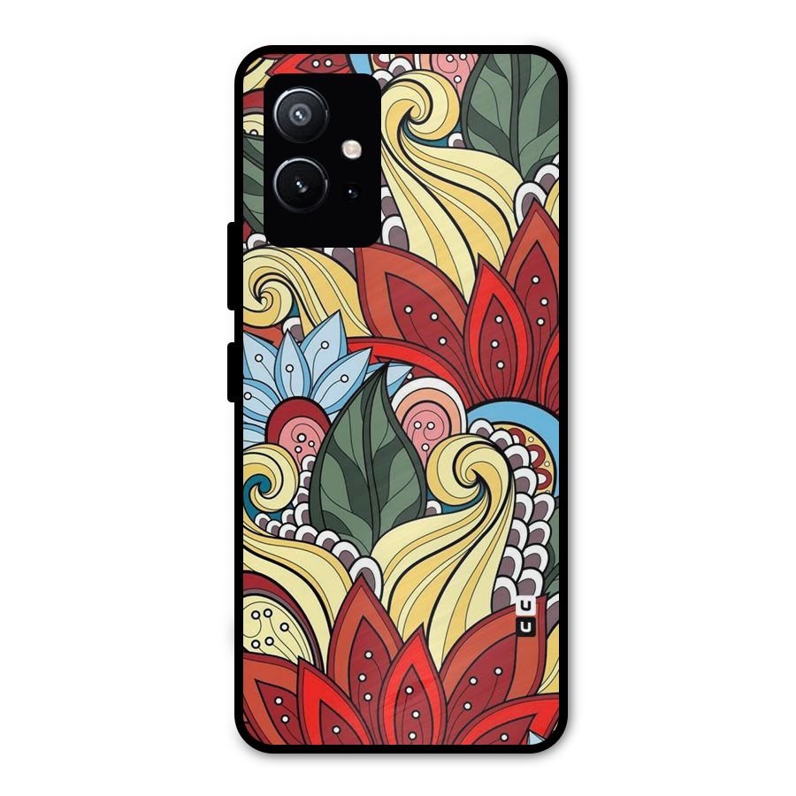 Cute Doodle Metal Back Case for Vivo Y75 5G