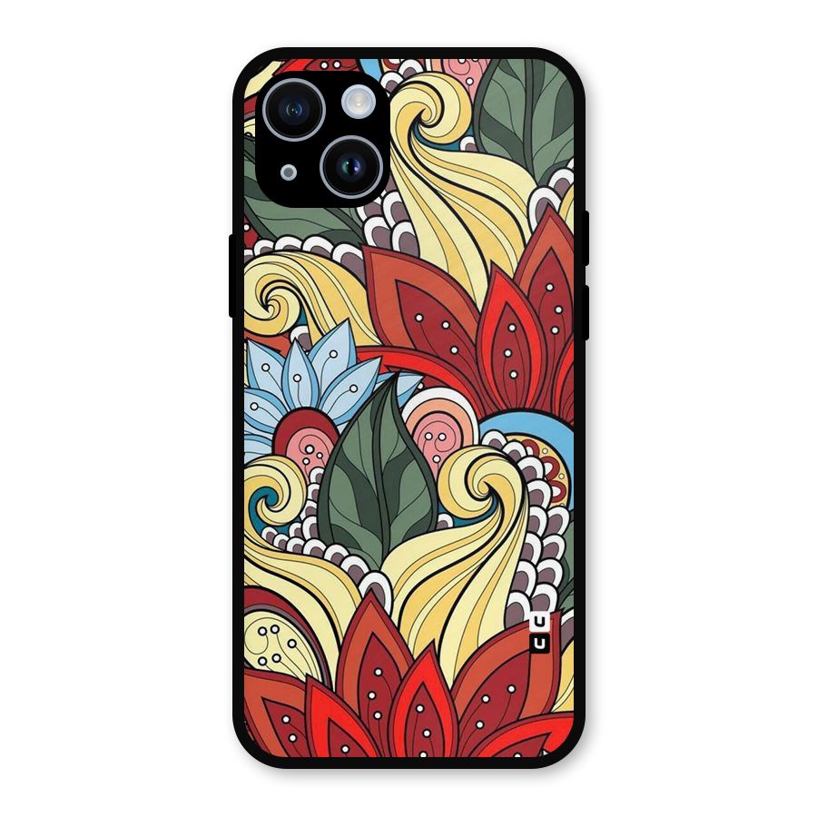 Cute Doodle Metal Back Case for iPhone 14