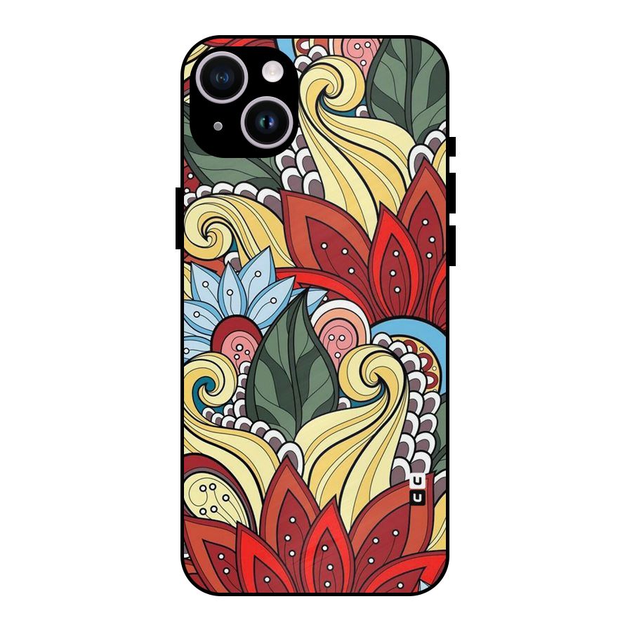 Cute Doodle Metal Back Case for iPhone 14 Plus