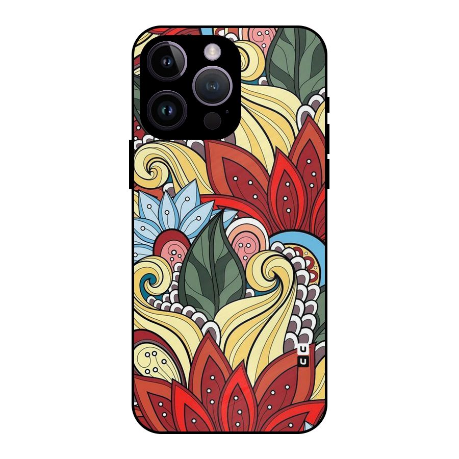Cute Doodle Metal Back Case for iPhone 14 Pro Max
