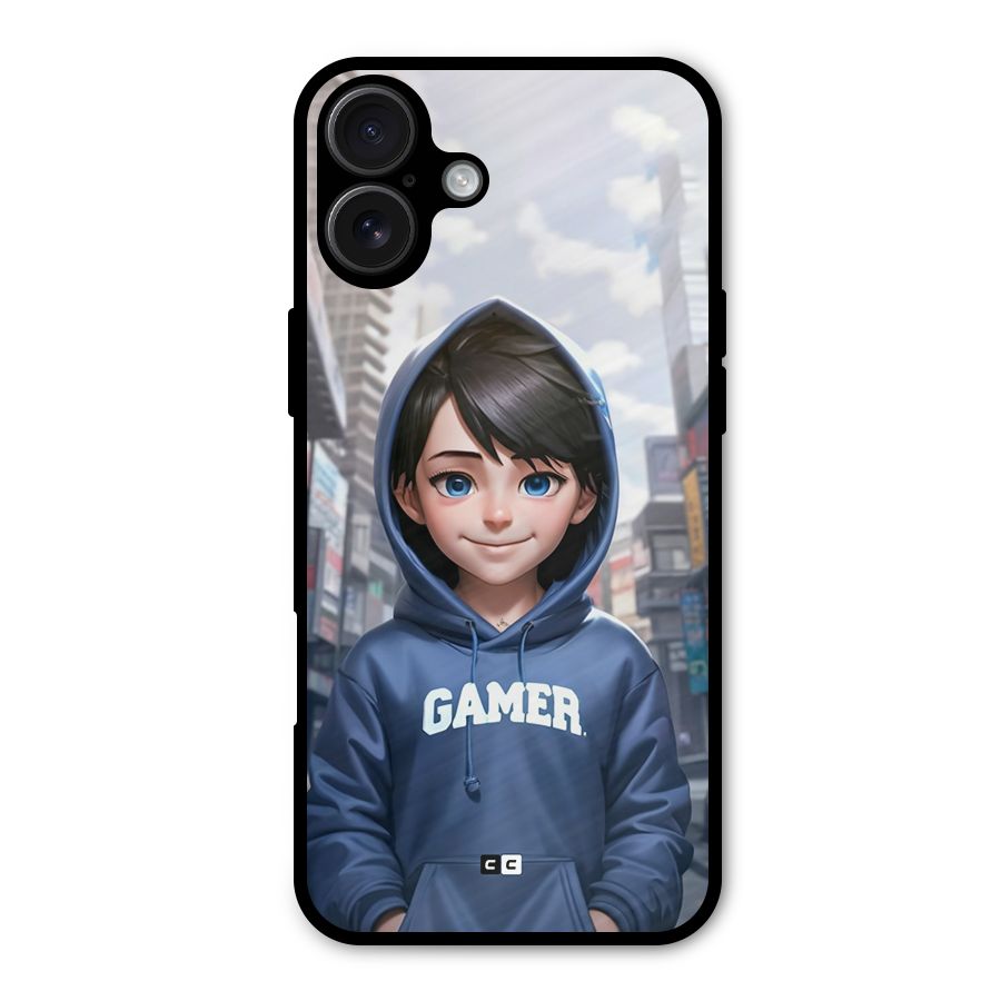 Cute Gamer Metal Back Case for iPhone 16 Plus