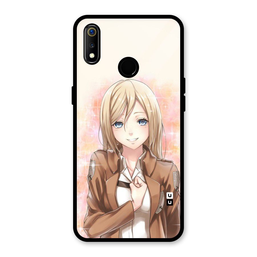 Cute Girl Art Glass Back Case for Realme 3