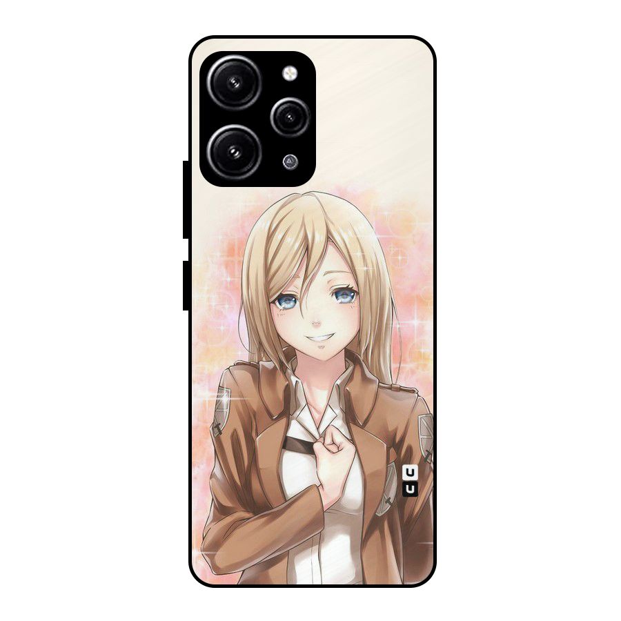 Cute Girl Art Glass Back Case for Redmi 12 4G