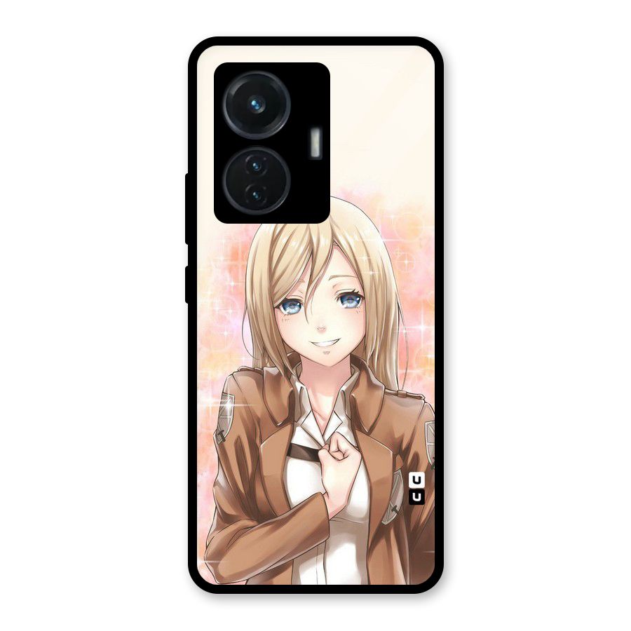 Cute Girl Art Glass Back Case for Vivo T1 44W