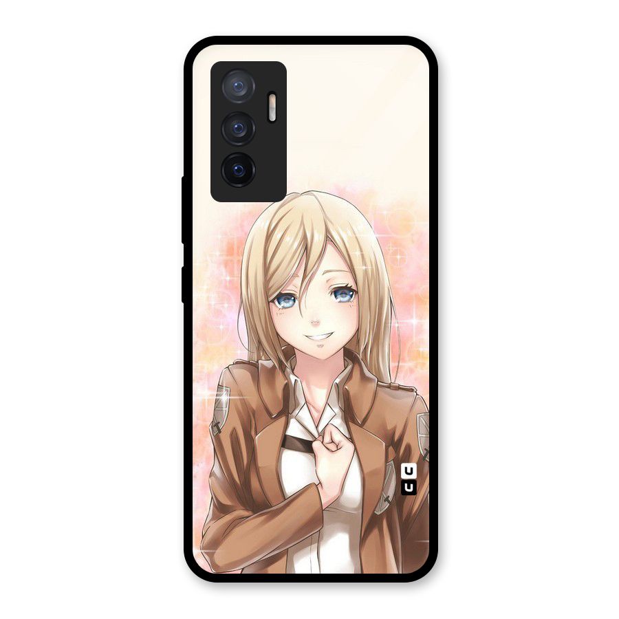Cute Girl Art Glass Back Case for Vivo V23e