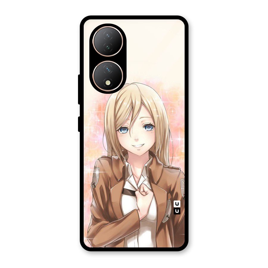 Cute Girl Art Glass Back Case for Vivo Y100A