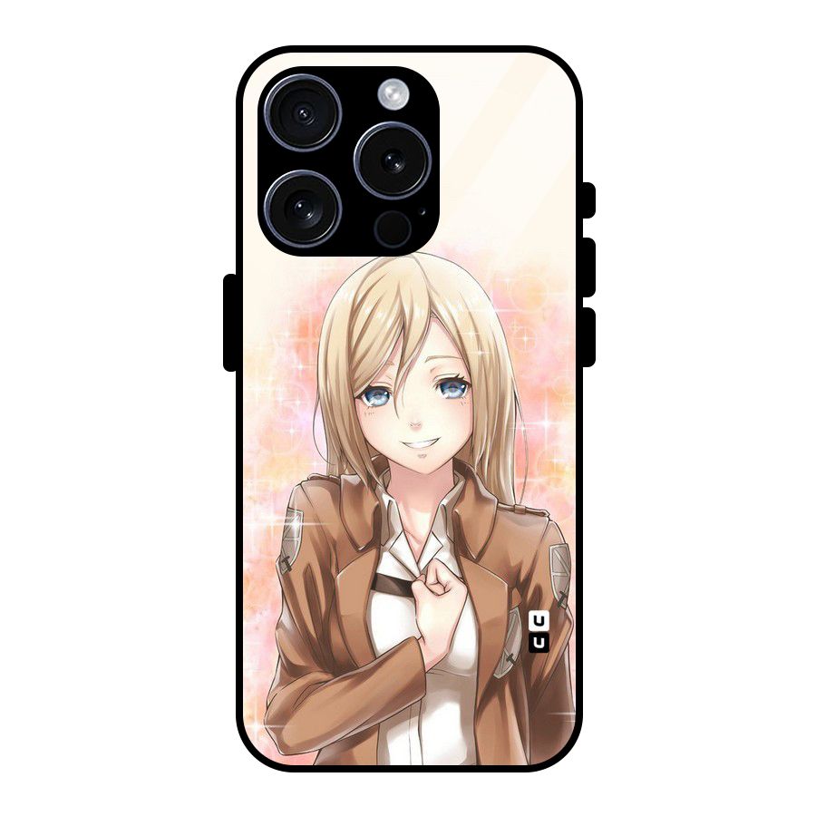Cute Girl Art Glass Back Case for iPhone 15 Pro