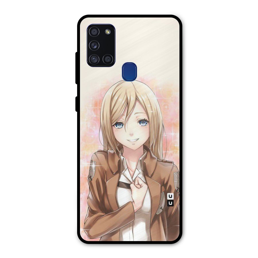 Cute Girl Art Metal Back Case for Galaxy A21s
