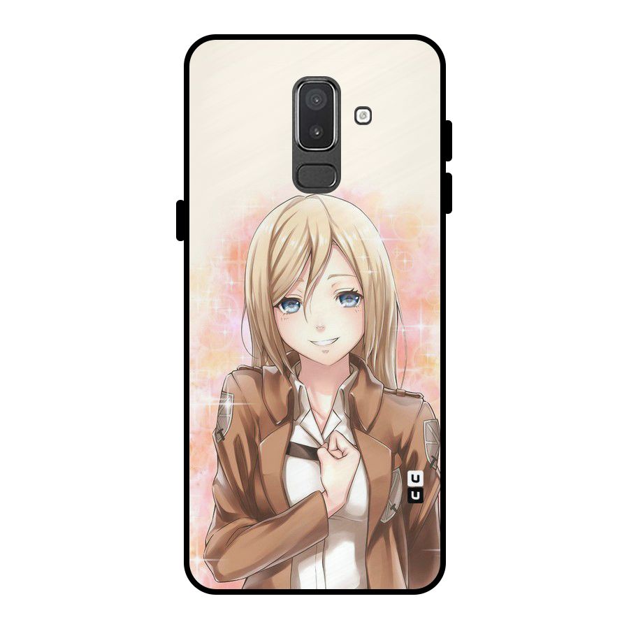 Cute Girl Art Metal Back Case for Galaxy On8 (2018)