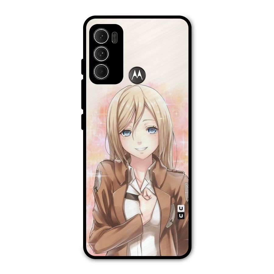 Cute Girl Art Metal Back Case for Moto G60
