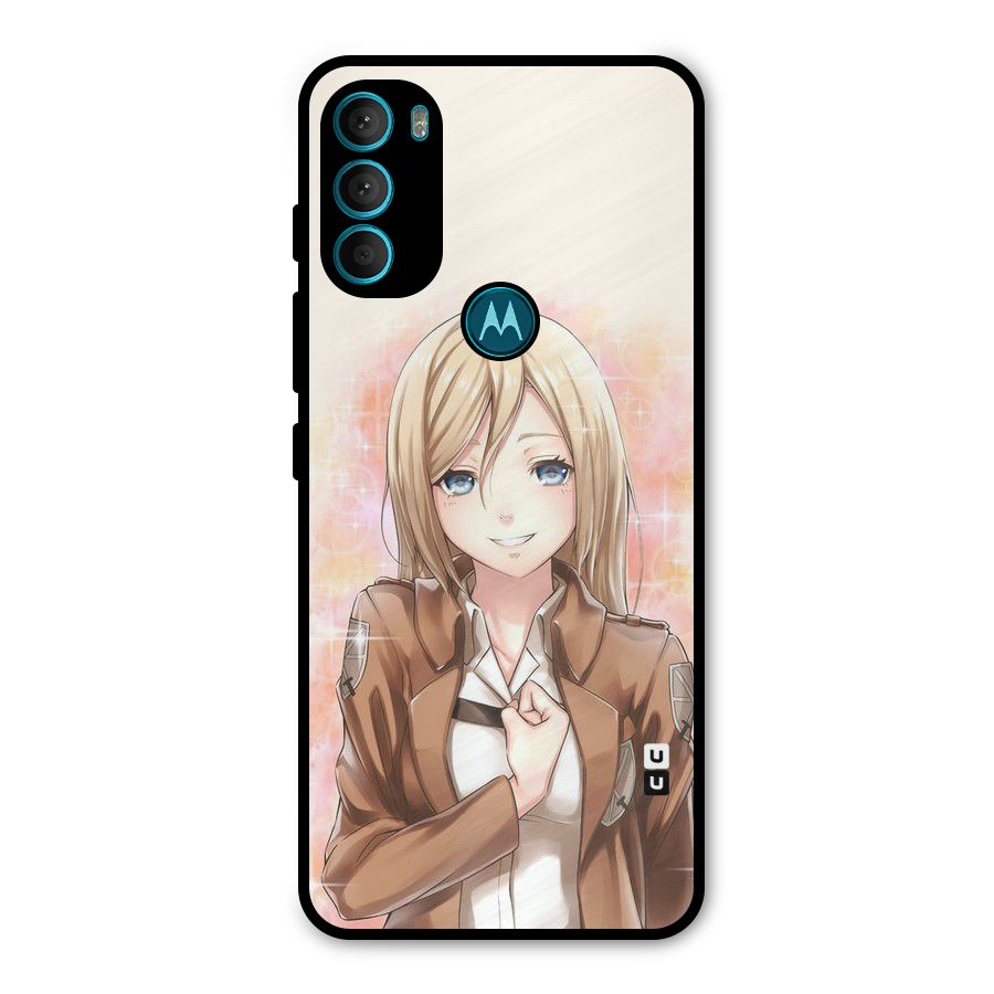 Cute Girl Art Metal Back Case for Moto G71 5G
