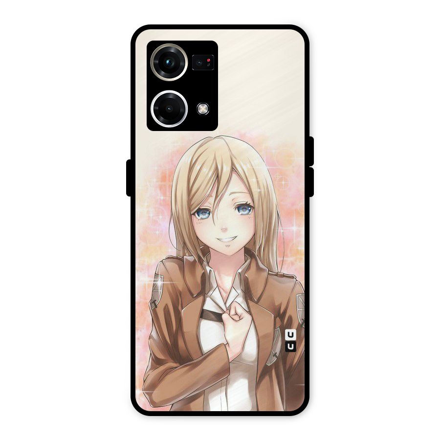 Cute Girl Art Metal Back Case for Oppo F21 Pro 4G