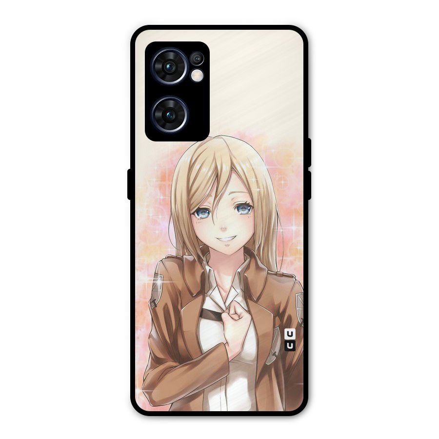 Cute Girl Art Metal Back Case for Oppo Reno7 5G