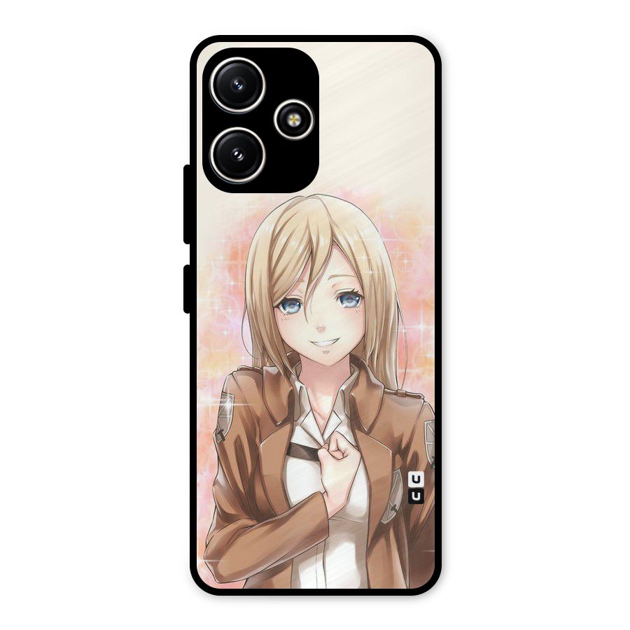 Cute Girl Art Metal Back Case for Redmi 12 5G