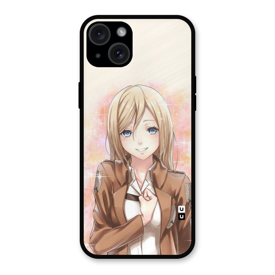Cute Girl Art Metal Back Case for iPhone 15 Plus