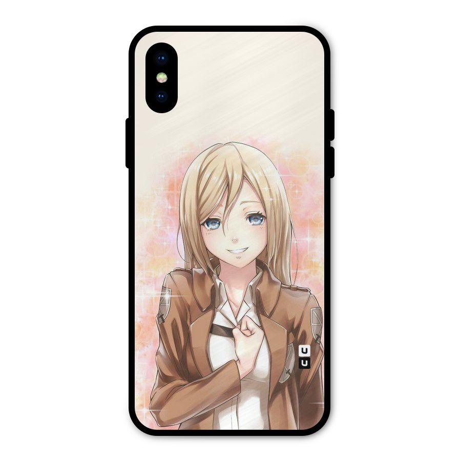 Cute Girl Art Metal Back Case for iPhone XS