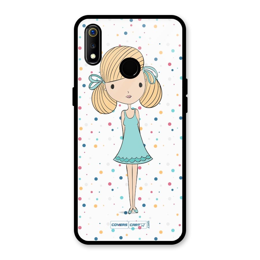 Cute Girl Glass Back Case for Realme 3