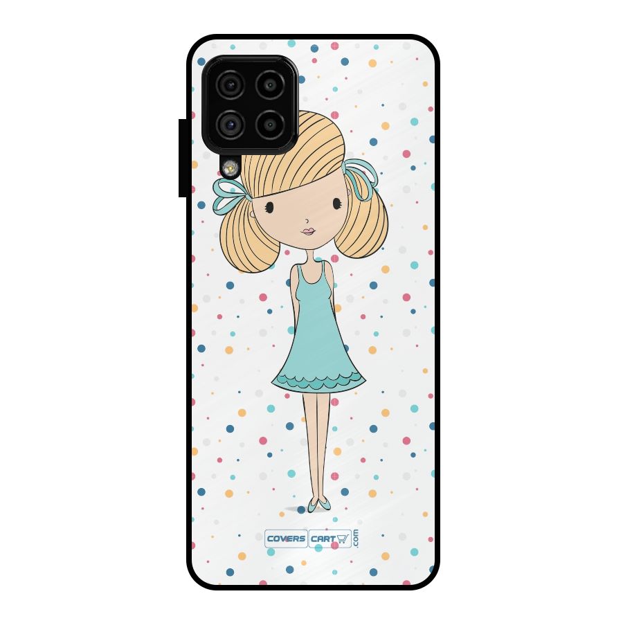 Cute Girl Metal Back Case for Galaxy A22 4G