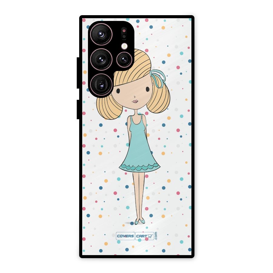 Cute Girl Metal Back Case for Galaxy S22 Ultra 5G