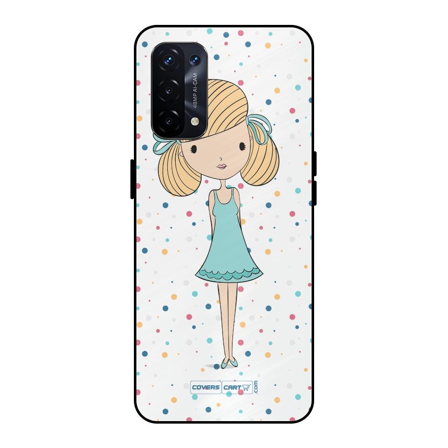Cute Girl Metal Back Case for Oppo A74 5G