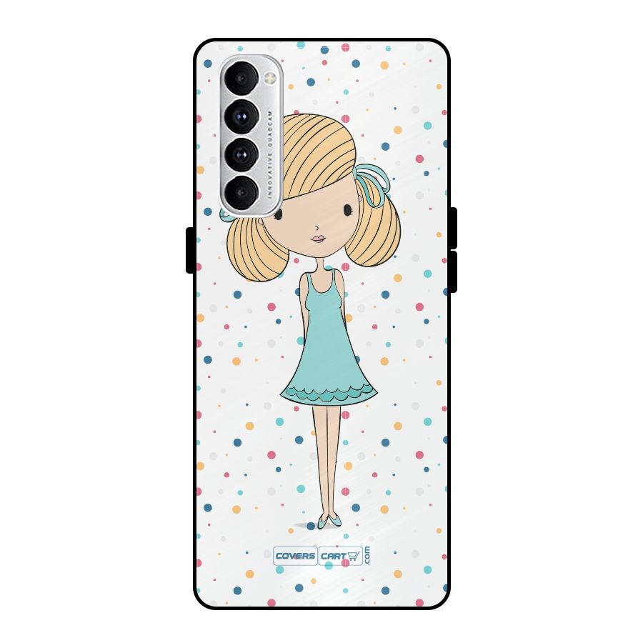 Cute Girl Metal Back Case for Oppo Reno4 Pro