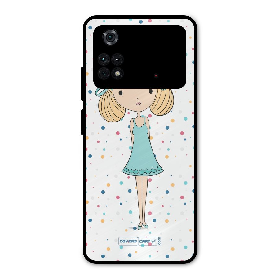 Cute Girl Metal Back Case for Poco M4 Pro 4G