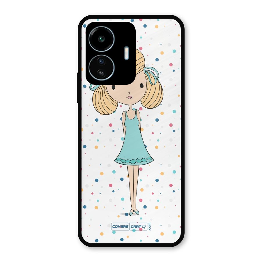 Cute Girl Metal Back Case for vivo iQOO Z6 Lite 5G