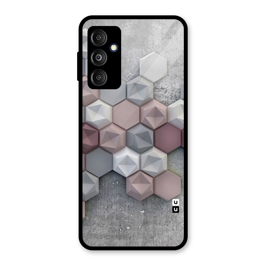 Cute Hexagonal Pattern Glass Back Case for Galaxy M14 5G