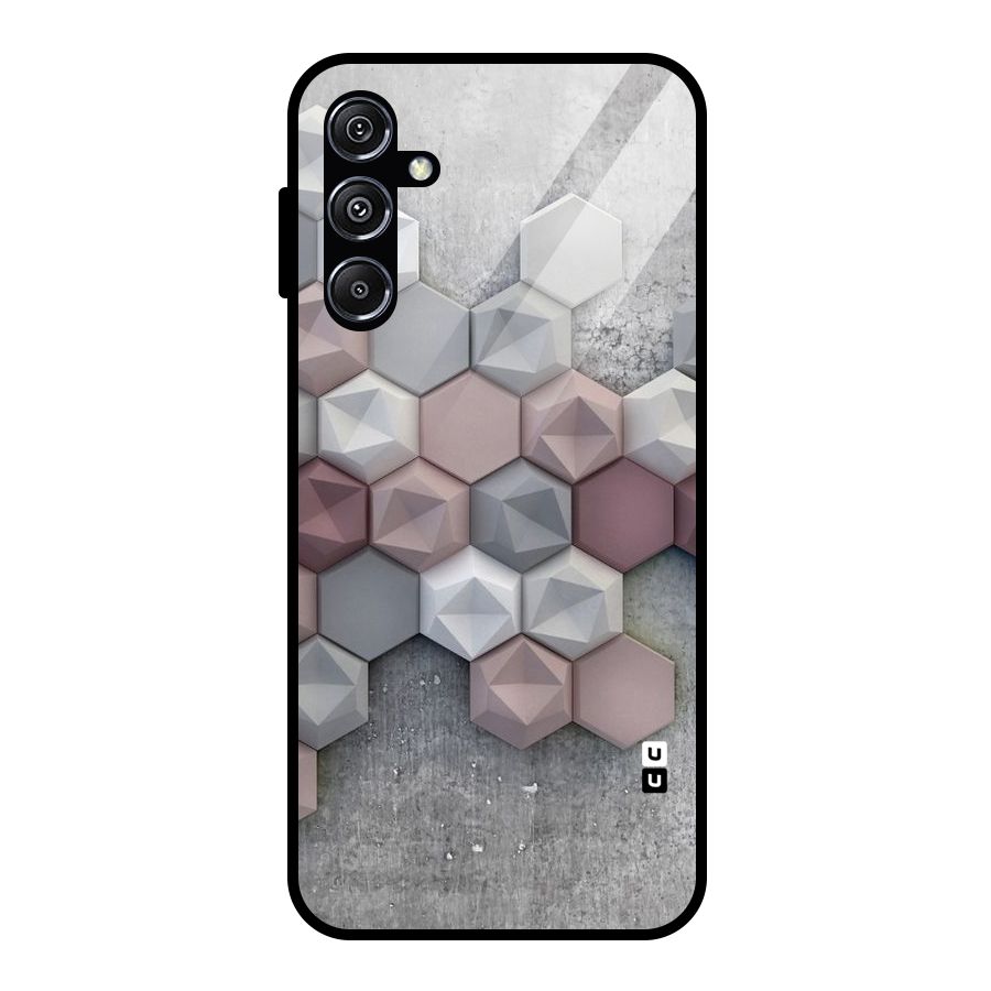 Cute Hexagonal Pattern Glass Back Case for Galaxy M34 5G