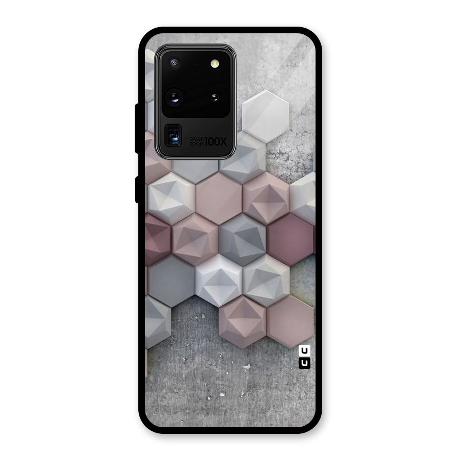 Cute Hexagonal Pattern Glass Back Case for Galaxy S20 Ultra