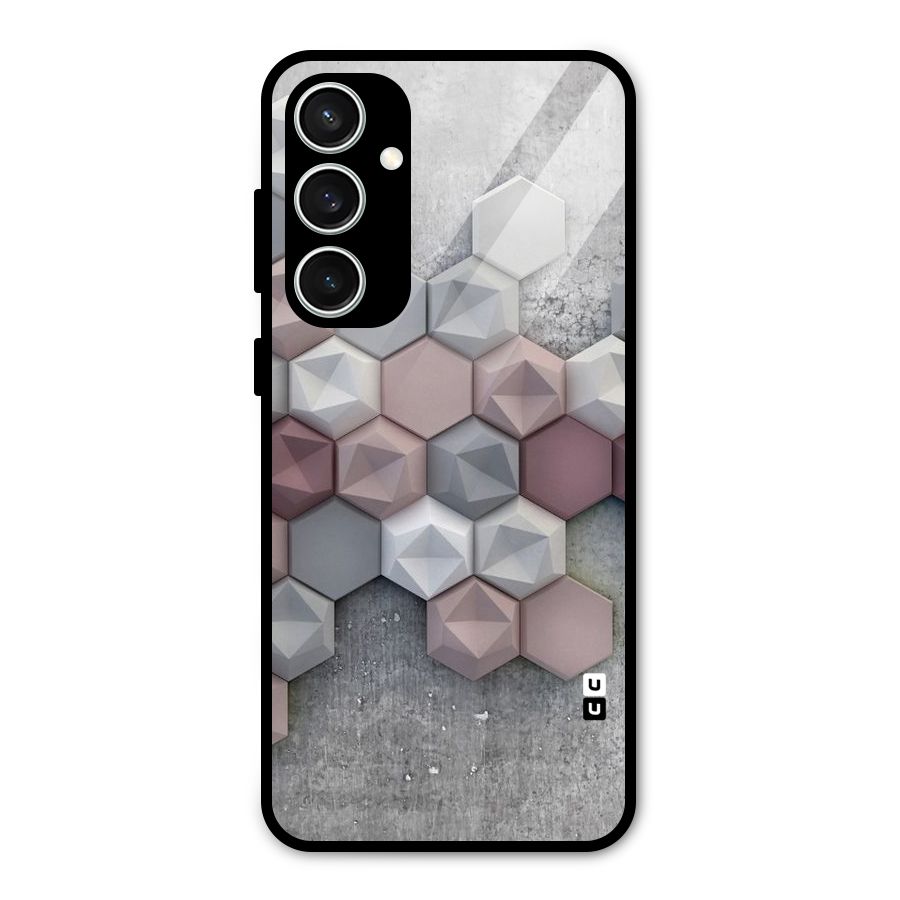 Cute Hexagonal Pattern Glass Back Case for Galaxy S23 FE