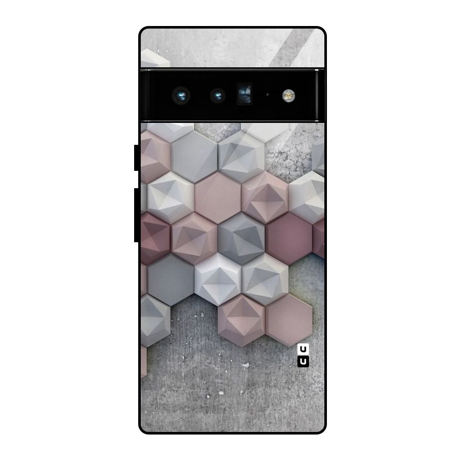 Cute Hexagonal Pattern Glass Back Case for Google Pixel 6 Pro