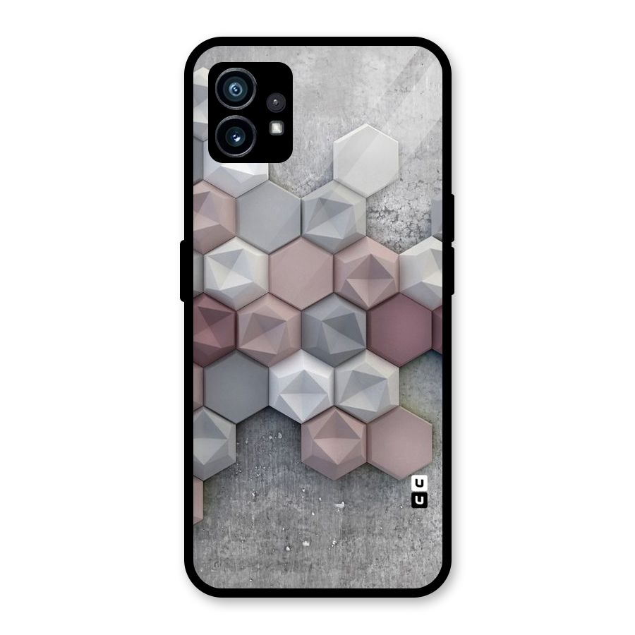 Cute Hexagonal Pattern Glass Back Case for Nothing Phone 1