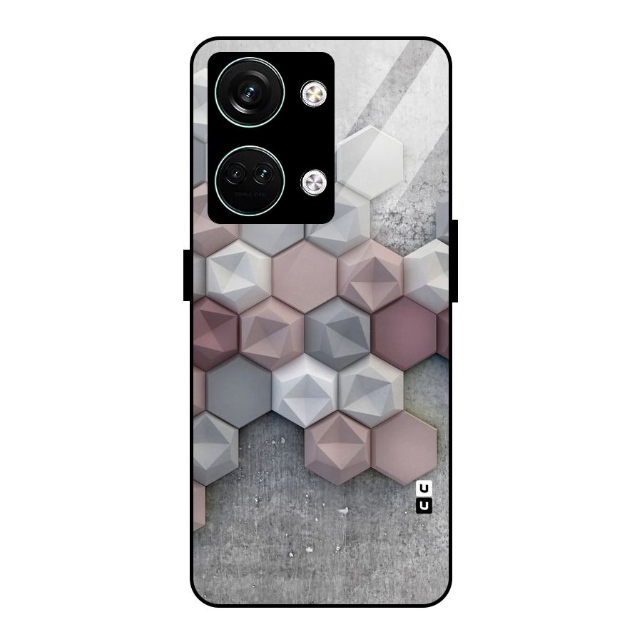 Cute Hexagonal Pattern Glass Back Case for Oneplus Nord 3