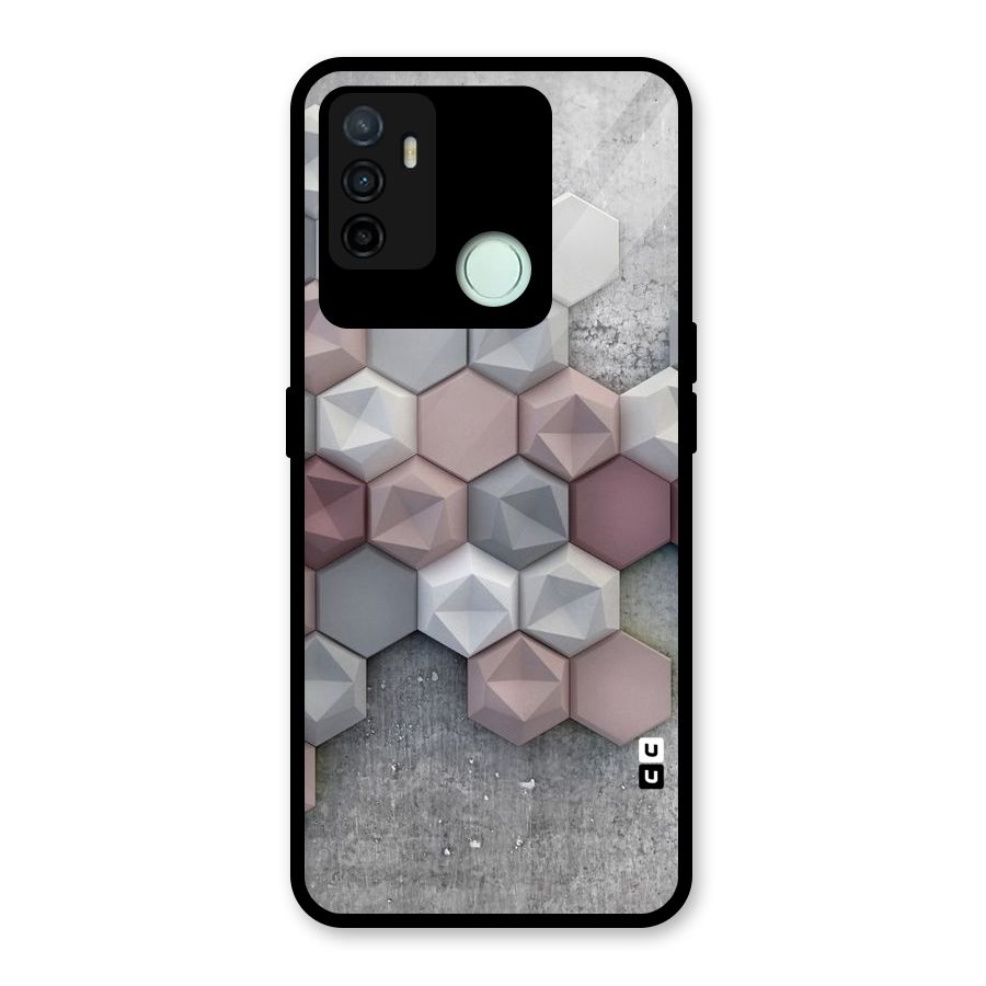 Cute Hexagonal Pattern Glass Back Case for Oppo A53