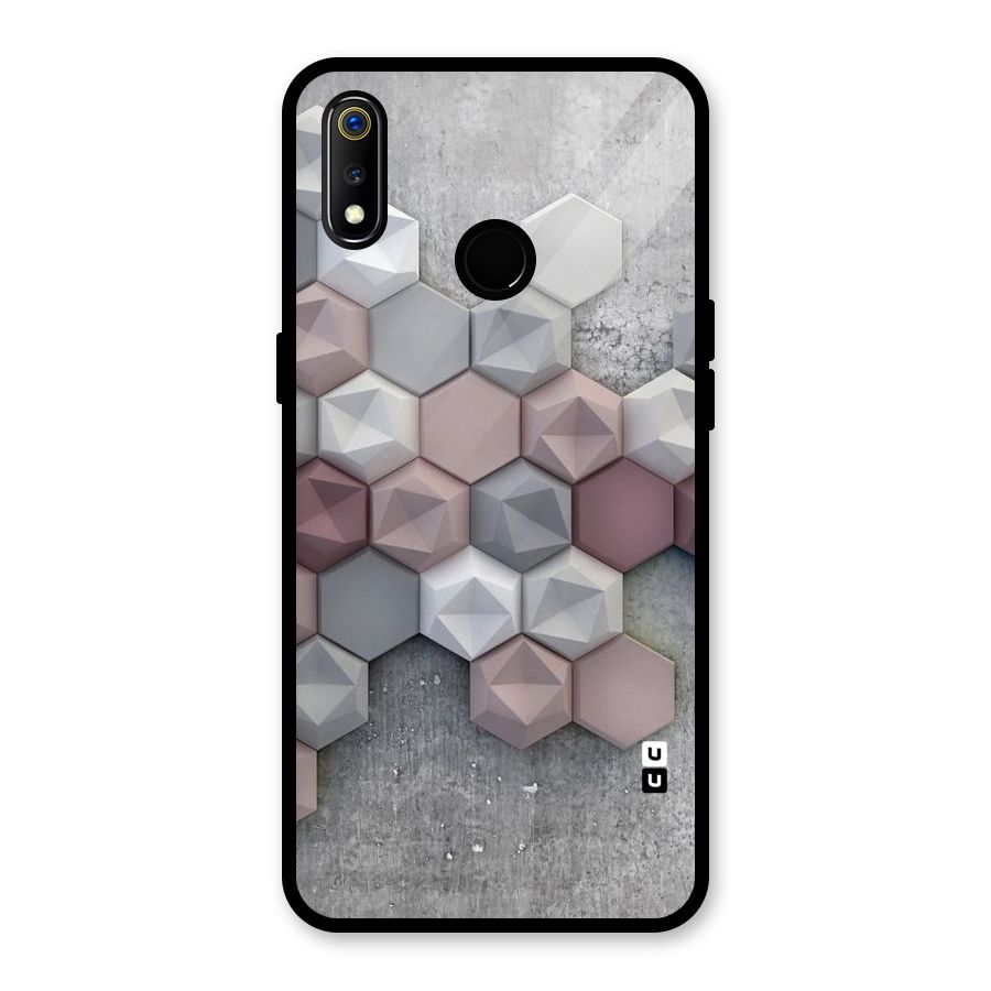 Cute Hexagonal Pattern Glass Back Case for Realme 3i