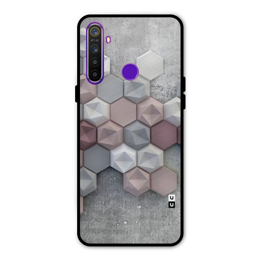 Cute Hexagonal Pattern Glass Back Case for Realme 5s